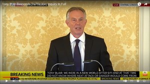 Tony Blair försvarar sig här inför The Iraq Inquiry